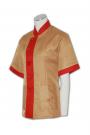 CL009 Bespoke Housekeeping Maid Tunic Uniform Short Sleeve Service Shirt in Peru with Red Collar and Cuffs