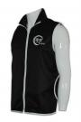 V152 Customized Contrast Color Zipper Printing Logo Black  Vest Jacket 