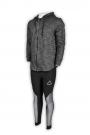 TF019 Personalised Gray Slim Fit Sportswear Men's Gym Jacket and Pants Set with Logo Embroidery 