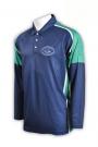 P539 blue long-sleeved ribbed polo