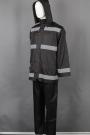 IG-BD-CN-053 Unisex Black Waterproof Hooded Rain Jacket Pants Uniform Reflective Raincoat Construction Safety Workwear 