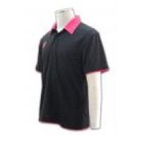P190 pink  collar black polo