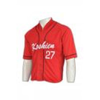 BU19 Personalised Your Uniform Number Baseball Teamwear No.27 Red Full-Button Jersey for Men