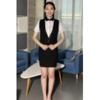 BD-MO-099 Front desk uniform design professional customized breathable checkered suit fabrics vest suit hang down suitable quite rich anti-wrinkle feel is smooth