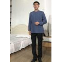 BD-MO-149 Order long-sleeved v-neck Chinese style finishing uniform soft breathable word pocket reality fitting model demonstration housekeeping uniforms factor
