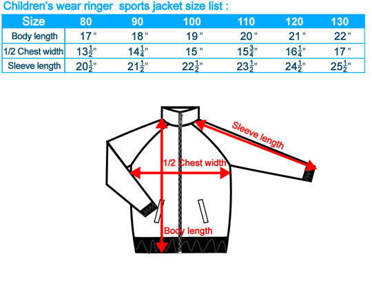 Jacket Outwear Size Chart SG