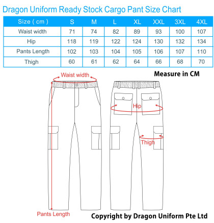 Work Pants Size Chart Singapore
