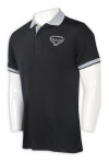 P1259 Custom Embroidered LOGO Contrast Color Reverse Collar Black Polo Shirt