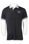 P1259 Custom Embroidered LOGO Contrast Color Reverse Collar Black Polo Shirt