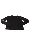 T1024 Manufacturing Women's Long-Sleeved T-shirts Black Round Neck Tops with Printed Sleeves  