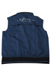 V206 Personal Design Dark Blue Printed Button Pocke Snap Button Collar  Vest Jacket