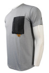 T1034 Customised Design Men's Round Neck T-shirt Gray Shirt with Unique Zipper Pocket Design 