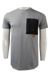 T1034 Customised Design Men's Round Neck T-shirt Gray Shirt with Unique Zipper Pocket Design 