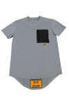 T1034 Customised Design Men's Round Neck T-shirt Gray Shirt with Unique Zipper Pocket Design 