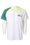 T1036 Design For Your Team V-neck Contrast Sleeve T-shirt Green Fluorescent Yellow Collar Short Sleeve Shirt