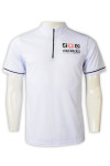 P1300 Personalised Unisex Polo Shirt with Zip Neck Collar White T-Shirt with Black Zipper and Arm Stripe for Events