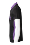 P1301 Custom Make Polo T-shirt with Logo Embroidery Black 3-piece Button Purple Contrast Collar and Side Panels