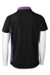 P1301 Custom Make Polo T-shirt with Logo Embroidery Black 3-piece Button Purple Contrast Collar and Side Panels