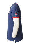 P1307 Custom-made Polo T-shirt Men's Short Sleeves 3 Buttons Blue Collar T-Shirt with Matching Red Stripes Collar and Cuffs