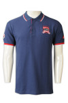 P1307 Custom-made Polo T-shirt Men's Short Sleeves 3 Buttons Blue Collar T-Shirt with Matching Red Stripes Collar and Cuffs