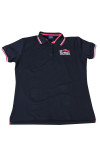 P1308 Order Men's Short Sleeve Polo T-shirt Dark Blue 5 Button Striped Collar and Sleeves Polo Tee 