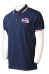 P1308 Order Men's Short Sleeve Polo T-shirt Dark Blue 5 Button Striped Collar and Sleeves Polo Tee 