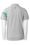 P1310 Design Men's Chest Striped Color Block Matching Embroidery Logo Light Grey with Green Stripes Sports Polo Tee 