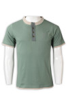 P1312 Develop Loose Round Neck T-shirt Dark Sea Green Short Sleeve Team Shirts with Contrast Trims