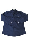 SE064 Custom-Made Men's Long-sleeved Security Guard Uniforms Royal Blue Collared Shirt with Shoulder Straps 