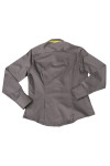 R332 Custom-made Professional Grey Women's Long Sleeve Shirt with Contrast Fluorescent Yellow Front Placket