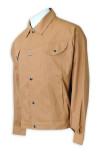 R335 Sample and Bulk Order Long Sleeve Brown Shirts with Chest Pockets Thick Jacket Shirts with Fashion Silver Buttons 