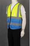 IG-BD-CN-101 Fluorescent Yellow Against Blue Breathable Large-Capacity Pockets Industrial Uniform Reflective Vest Two Tone Hi Vis Vest