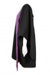 CHR018 Custom-made Black Pastoral Clergy Robes and Purple Stoles 