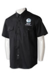 R331 Professional Custom-made Black Embroidered Short Sleeve Cleaning Shirts