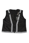 D332 Customized Car Repair Security Zipper Type Metal Buckle Business Card Holder Reflective Vest Black Hi Vis Vest