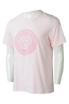 T1046 Order Online  A Pink Printed LOGO Round Neck T-shirt