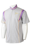 R339 Manufactured Short Sleeves With Zipper Design and Contrasting Gold Webbing Contrasting Collar Embroidery Shirts