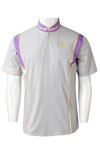 R339 Manufactured Short Sleeves With Zipper Design and Contrasting Gold Webbing Contrasting Collar Embroidery Shirts