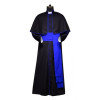 Manufacture Black Catholic Cardinal Robes Priest Gospel Preacher House Cassock Outfit with Blue Trims and Shoulder Cape