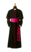 Personalised Black Catholic Cardinal Bishop Robes Cassock Outfit with Red Trims and Shoulder Cape