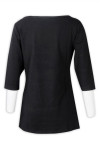 T1017 Where to Purchase 3/4 Sleeve Women's T-Shirt Customised Black Shirt with Round Scoop Neck for Running