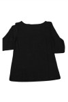 T1017 Where to Purchase 3/4 Sleeve Women's T-Shirt Customised Black Shirt with Round Scoop Neck for Running