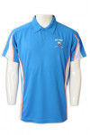 P1304 Customised 2 Buttons Polo Shirt Contrast Sleeve Deep Sky Blue Golf Tee