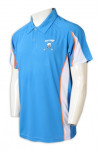 P1304 Customised 2 Buttons Polo Shirt Contrast Sleeve Deep Sky Blue Golf Tee