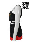 BG026 Bespoke Bar Ladies Uniform 3 Piece Set Black Red Top with Jacket and Skirt