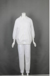 IG-BD-CN-175 Bespoke White Long-sleeved Sports Suit Unisex 2 Piece Running Jacket & Pants Set  