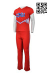 CH154 Tailor-made Red Cheer Wear for Men Cheerleading Gear Short Sleeve Top and Pants for Boys    