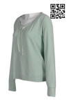 W188 Custom Produce Ladies' Gym Training Drawstring Top Grey Green Long Sleeves Workout Shirt