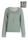 W188 Custom Produce Ladies' Gym Training Drawstring Top Grey Green Long Sleeves Workout Shirt