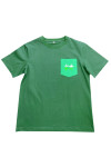 T1071   Design printing green round neck T-shirt Customized chest pocket T-shirt 